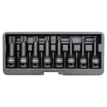 YATO Mașină set de mufe cu bit lung 8 piese Spline 1/2" M5-M18 CrMo