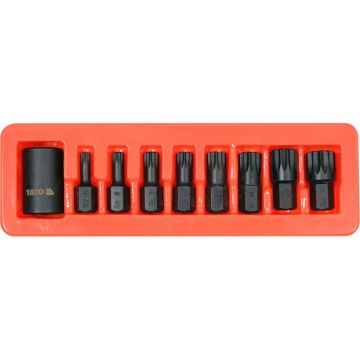 YATO Machine spline bit set 9 piese 1/2" M6-M18 mm adaptor soclu