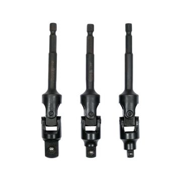 YATO Set adaptor de soclu cu balamale 3 piese 1/4" Hex -> 1/4" 3/8" 1/2" pătrat CrV