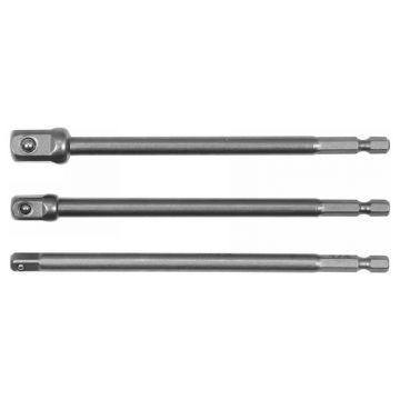 YATO set adaptor pentru mufe 3 piese 1/4" Hex -> 1/4", 3/8", 1/2" pătrat CrV