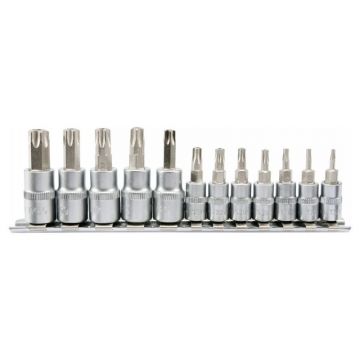 YATO Set de chei tubulare 12 piese cu găuri Torx 1/4", 3/8" CrV