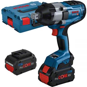 Bosch GDS 18V-1050 H - Masina de insurubat cu impact cu 2 acumulatori Li-Ion 18 V 8 Ah patrat 3/4 inch 1050 Nm M10-M24 valiza speciala