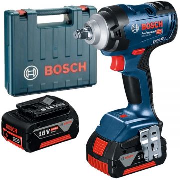 Bosch GDS 18V-400 - Masina de insurubat cu impact cu 2 acumulatori Li-Ion 18 V 5 Ah patrat 1/2 inch 400 Nm M10-M20 valiza plastic