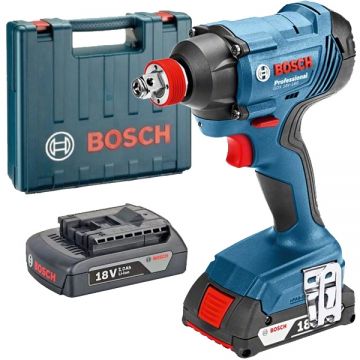 Bosch GDX 180-LI - Masina de insurubat cu impact cu 2 acumulatori Li-Ion 18 V 2 Ah patrat 1/2 inch si hexagon interior 1/4 inch 180 Nm M6-M14 valiza plastic