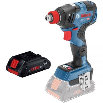 Bosch GDX 18V-200 C - Masina de insurubat cu impact cu 1 acumulator Li-Ion 18 V 4 Ah patrat 1/2 inch si hexagon interior 1/4 inch 200 Nm M4-M14