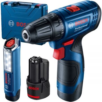 Bosch GSR 120 LI - Masina de gaurit si insurubat cu 2 acumulatori Li-Ion 12 V 2 Ah 30 Nm led iluminare valiza plastic accesorii