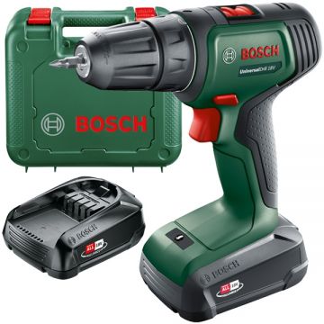 Bosch UniversalDrill 18V - Masina de gaurit si insurubat cu 2 acumulatori Li-Ion 18 V 1.5 Ah 40 Nm valiza plastic