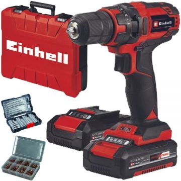 Einhell TC-CD 18/35 Li +39 PXC - Masina de gaurit si insurubat cu 2 acumulatori Li-Ion 18 V 2 Ah 35 Nm led iluminare valiza plastic accesorii