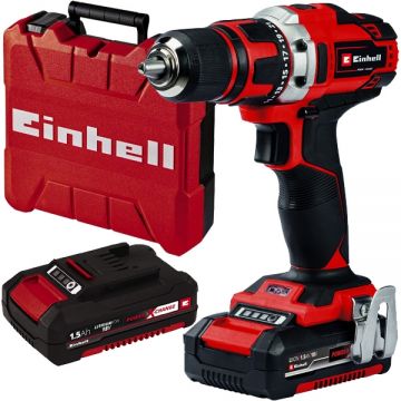 Einhell TE-CD 18/40-1 Li PXC - Masina de gaurit si insurubat cu 2 acumulatori Li-Ion 18 V 1.5 Ah 40 Nm valiza plastic