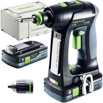 Festool C 18 HPC 4.0 I-Plus - Masina de gaurit si insurubat cu 2 acumulatori Li-Ion 18 V 4 Ah 45 Nm valiza speciala accesorii