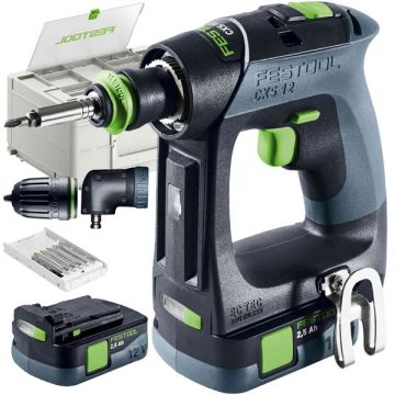 Festool CXS 12 25-Set - Masina de gaurit si insurubat cu 2 acumulatori Li-Ion 10.8 V 2.5 Ah 30 Nm valiza speciala accesorii