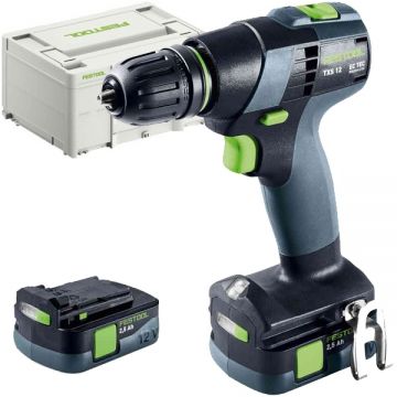 Festool TXS 12 25-Plus - Masina de gaurit si insurubat cu 2 acumulatori Li-Ion 10.8 V 2.5 Ah 30 Nm valiza speciala