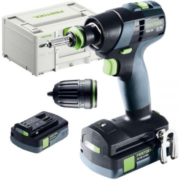 Festool TXS 18 C 30-Plus - Masina de gaurit si insurubat cu 2 acumulatori Li-Ion 18 V 3 Ah 40 Nm valiza speciala accesorii