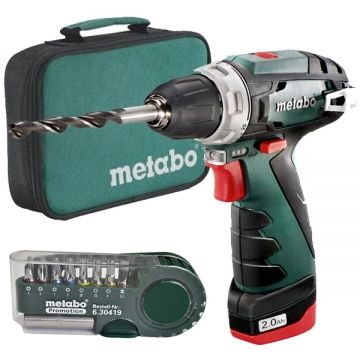 Metabo PowerMaxx BS - Masina de gaurit si insurubat cu 1 acumulator Li-Ion 10.8 V 2.0 Ah 34 Nm geanta textila accesorii