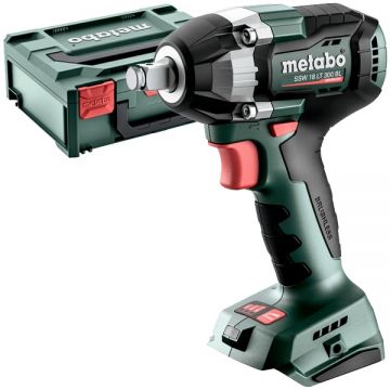 Metabo SSW 18 LT 300 BL - Masina de insurubat cu impact fara acumulatori si incarcator Li-Ion 18 V - Ah patrat 1/2 inch 480 Nm M16 valiza speciala