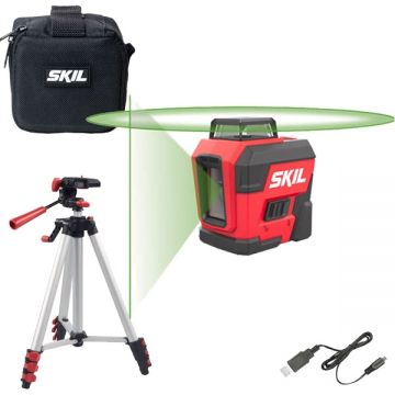 Skil 1961 DA - Nivela laser cu linii 30 m +/-0.5 mm/m 2 linii laser fascicul verde proiectie 360 grade trepied geanta textila