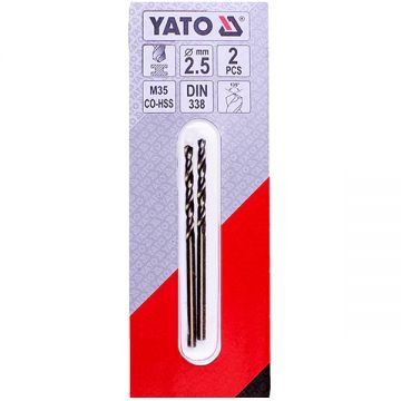 Yato YT-4025 - Set burghie metal HSS-CO 2.5 mm tija cilindrica 2 bucati