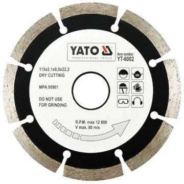 Yato YT-6002 - Disc diamantat de taiere segmentat 115x22.2x2.1 mm taiere uscata