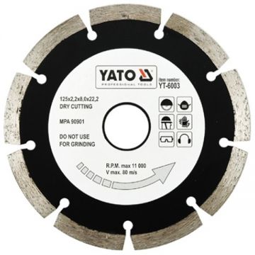 Yato YT-6003 - Disc diamantat de taiere segmentat 125x22.2x2.2 mm taiere uscata