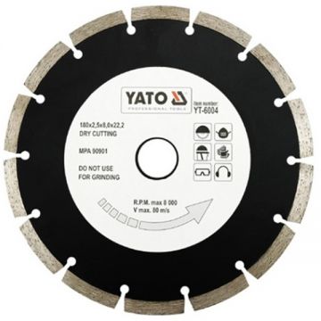 Yato  YT-6004 - Disc diamantat de taiere segmentat 180x22.2x2.5 mm taiere uscata