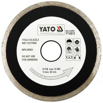 Yato YT-6012 - Disc diamantat de taiere continuu 115x22.2x2.1 mm taiere umeda