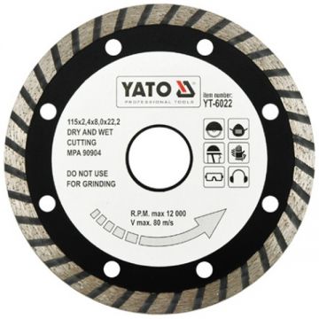 Yato YT-6022 - Disc diamantat de taiere continuu 115x22.2x2.4 mm taiere umeda si uscata