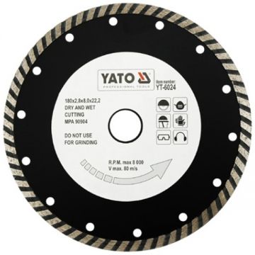 Yato  YT-6024 - Disc diamantat de taiere continuu 180x22.2x2.8 mm taiere umeda si uscata