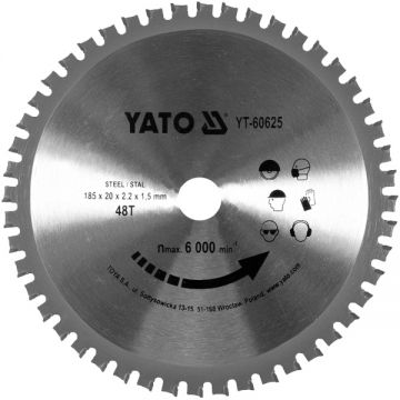 Yato  YT-60625 - Panza fierastrau circular otel 185x20x2.2 mm 48 dinti