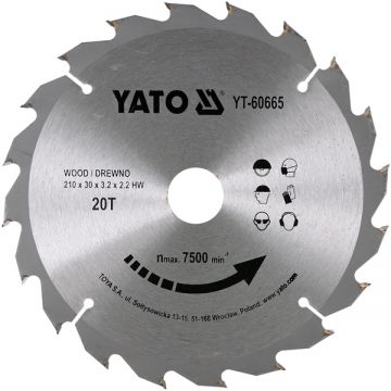 Yato YT-60665 - Panza fierastrau circular lemn 210x30x3.2 mm 20 dinti