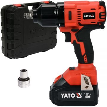 Yato YT-82806 - Masina de insurubat cu impact cu 1 acumulator Li-Ion 18 V 3 Ah patrat 1/2 inch 700 Nm - valiza plastic