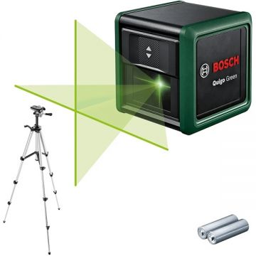 Bosch Quigo Green - Nivela laser cu linii 12 m +/- 0.6 mm/m 2 linii laser fascicul verde trepied