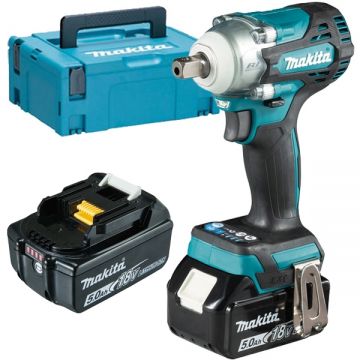 Makita DTW301RTJ - Masina de insurubat cu impact cu 2 acumulatori Li-Ion 18 V 5 Ah patrat 1/2 inch 330 Nm M10-M20 valiza speciala