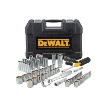 Set de prize DEWALT 84 piese scurt/lung, metric/col 1/4" + 3/8"