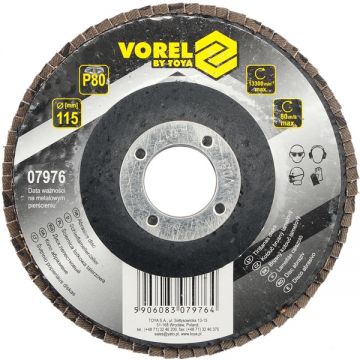 Vorel 07976 - Disc lamelar profil drept 115x22.2 mm granulatie 80