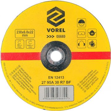 Vorel 08669 - Disc polizare metal 230x22x6.8 mm