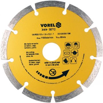 Vorel 08712 - Disc diamantat de taiere segmentat 125x22.2x1.8 mm taiere uscata