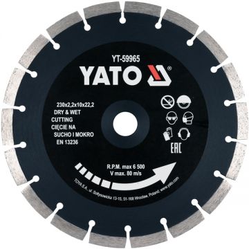 Yato YT-59965 - Disc diamantat de taiere segmentat 230x22.2x2.2 mm taiere umeda si uscata