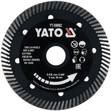 Yato YT-59982 - Disc diamantat de taiere continuu 125x22.2x1.3 mm taiere umeda si uscata