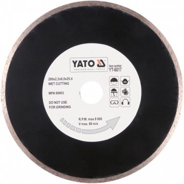 Yato YT-6017 - Disc diamantat de taiere continuu 200x25.4x2.2 mm taiere umeda