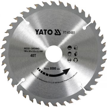 Yato YT-60489 - Panza fierastrau circular lemn 190x30x3.2 mm 40 dinti