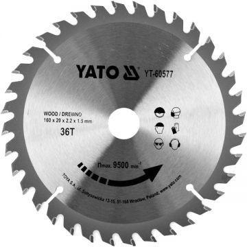 Yato YT-60577 - Panza fierastrau circular lemn 160x20x2.2 mm 36 dinti