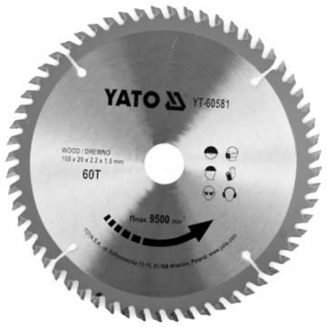 Yato YT-60581 - Panza fierastrau circular lemn 160x20x2.2 mm 60 dinti