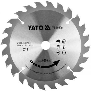 Yato  YT-60590 - Panza fierastrau circular lemn 165x16x2.2 mm 24 dinti