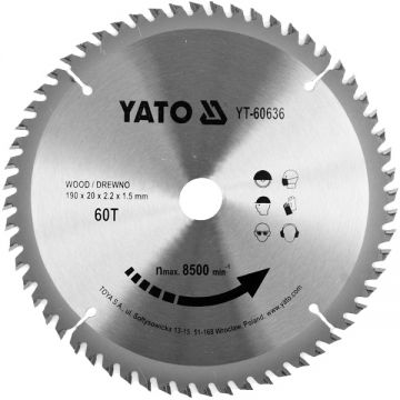 Yato  YT-60636 - Panza fierastrau circular lemn 190x20x2.2 mm 60 dinti