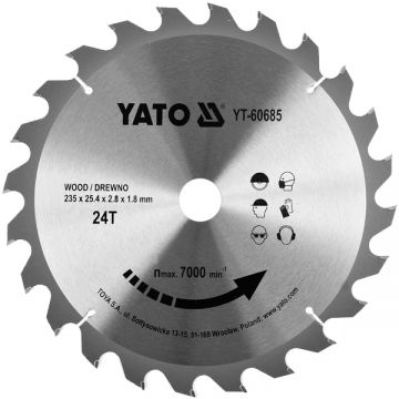 Yato YT-60685 - Panza fierastrau circular lemn 235x25.4x2.8 mm 24 dinti