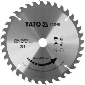 Yato  YT-60686 - Panza fierastrau circular lemn 235x25.4x2.8 mm 36 dinti