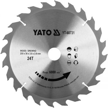 Yato YT-60731 - Panza fierastrau circular lemn 255x30x3 mm 24 dinti