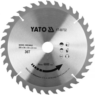 Yato YT-60732 - Panza fierastrau circular lemn 255x30x3 mm 36 dinti