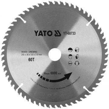 Yato  YT-60733 - Panza fierastrau circular lemn 255x30x3 mm 60 dinti