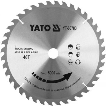 Yato YT-60783 - Panza fierastrau circular lemn 305x30x3.2 mm 40 dinti